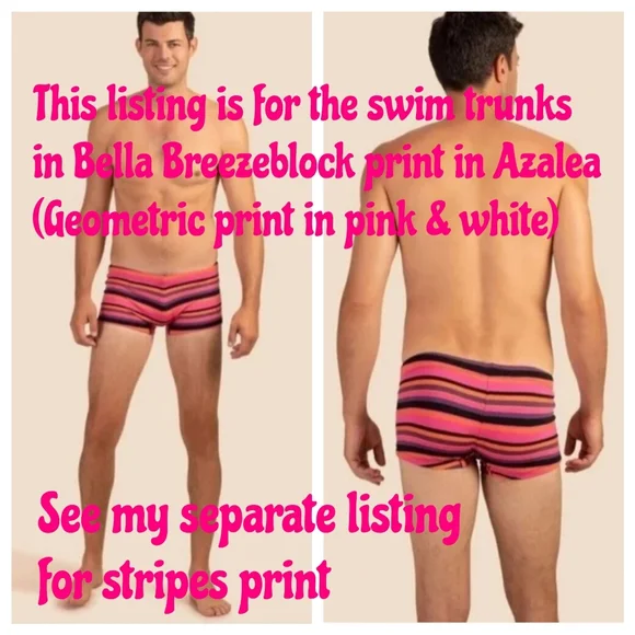 Mr. Turk Montego Bay Swim Trunk Size Small Pink White - Picture 3 of 7